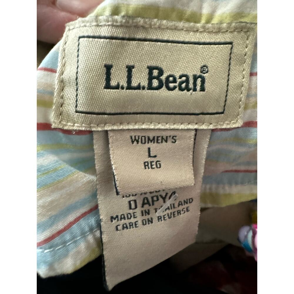 LL bean Womens Tan Button Up Casual Jacket Size Large 100% Cotton